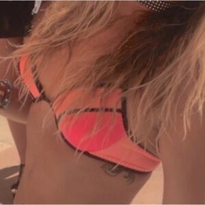 Victoria Secret stitch edge bikini top 34B peach, pink, lightly padded